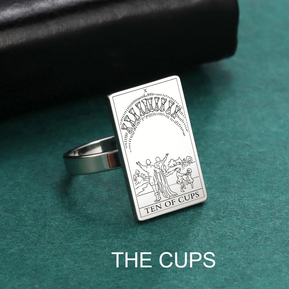 Skyrim The Cups Tarot Cards Ring Stainless Steel Women Men Astrology Finger Rings Amulet Good Luck Esotericism Jewelry Gift