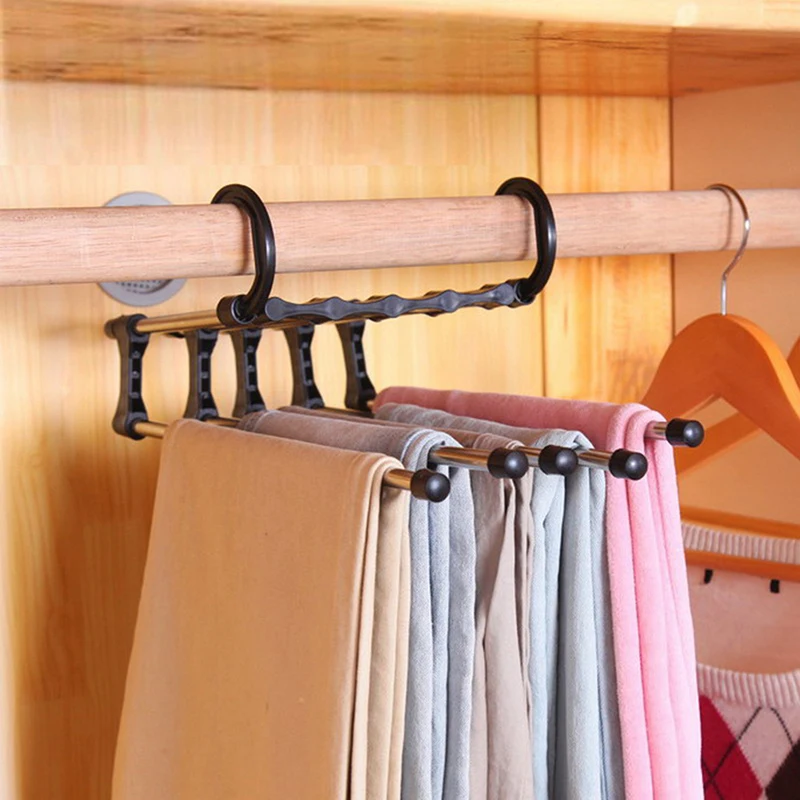 Multi-function Pants Hanger 5 Tier Portable Stainless Steel Pants Racks Trousers Hanger Clothing Storage Organization