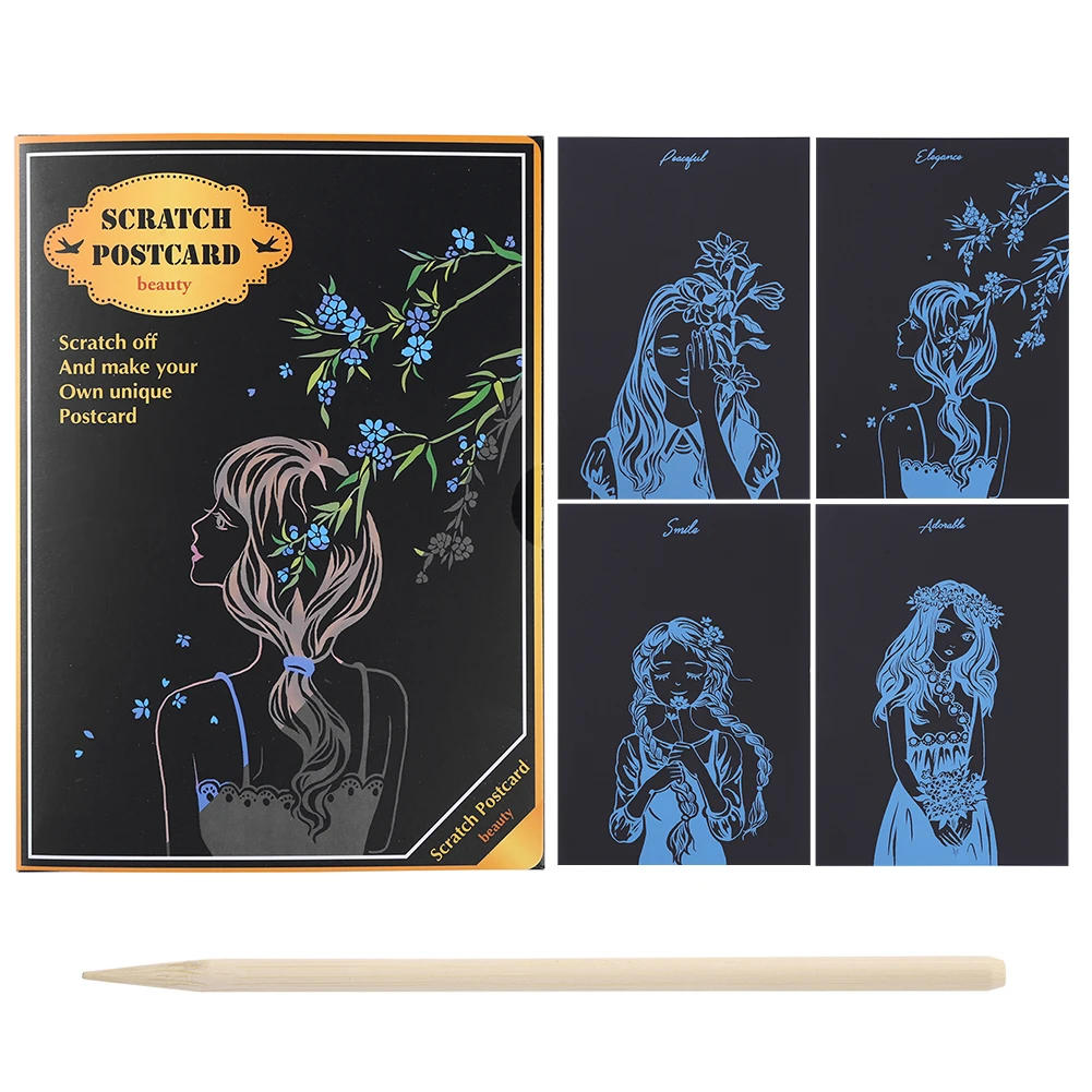 Diy Cicek Kiz Sihirli Kartpostal Scratch Sanat Doodle Kazima Boyama Bulmaca Egitim Ogrenme El Yapimi Cizim Oyuncaklar Zanaat Hediye Drawing Toys Aliexpress