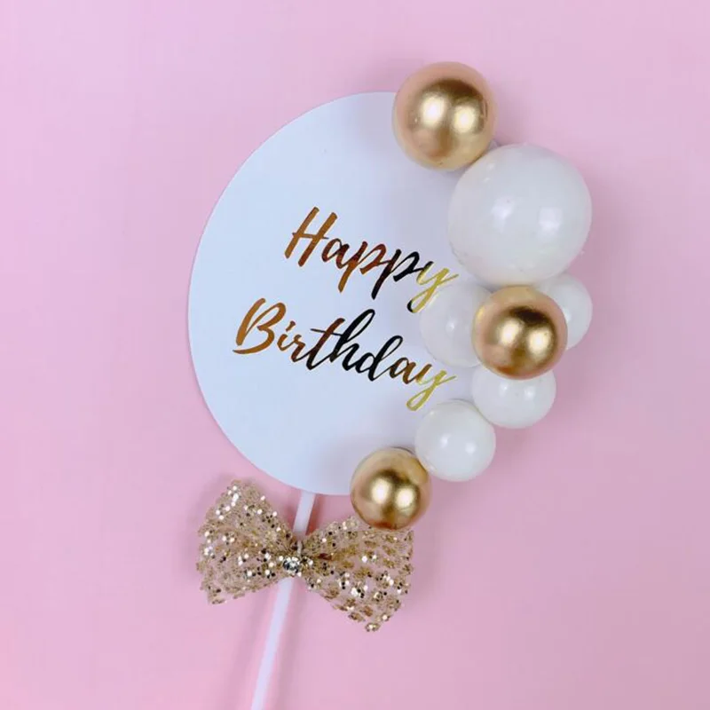 happy birthday 2 шт./компл. золотой шар овальной формы с позолотой Plat торт Топпер для торта «С Днем Рождения» для десерта юбилей, вечеринка, украшение поставки - Цвет: happy birthday