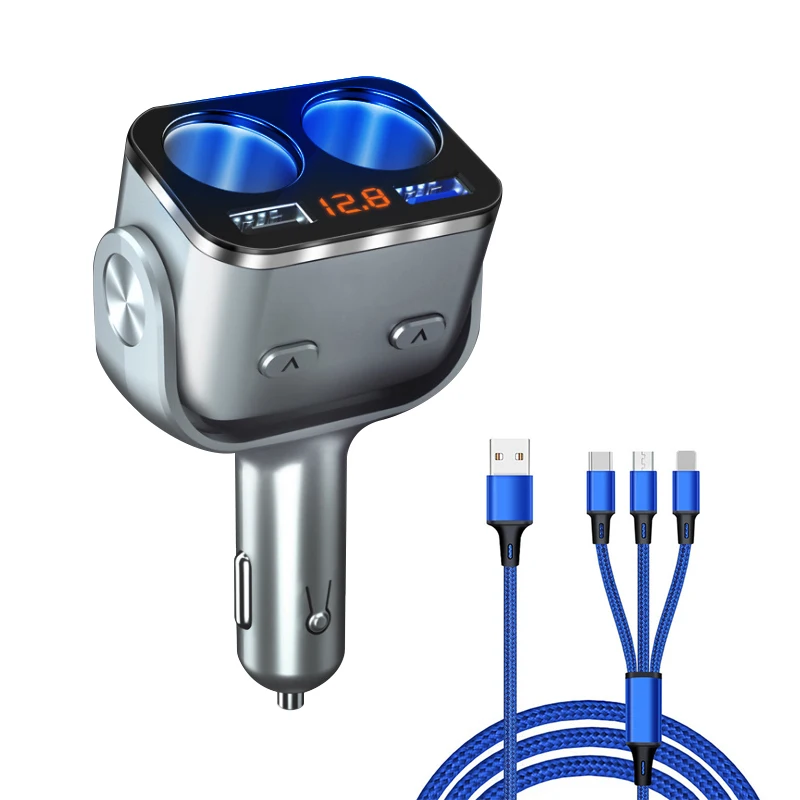 silver QC3.0+ 2.4A двойной USB разветвитель автомобильного прикуривателя адаптер 90 Вт СВЕТОДИОДНЫЙ монитор напряжения Авто Автомобильный USB переходник - Название цвета: silver