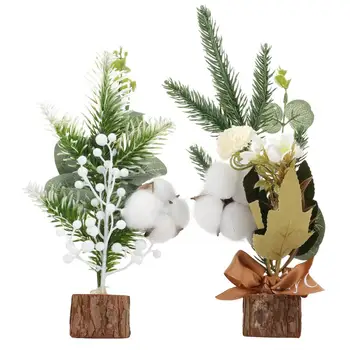 

2pcs Christmas Adornments Delicate Sturdy Durable Wooden Tree Design Ornaments Christmas Tree Decor Showcase Decorations