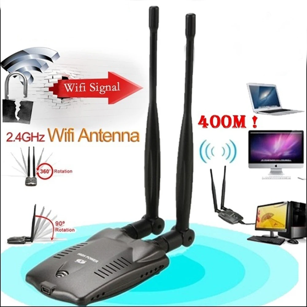 Стабильный 400 м прочный длинный диапазон WI-FI приемник Ralink 3070 Чипсет USB WI-FI адаптер двойная антенна Wi-Fi Беспроводной Интернет