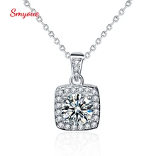 

Smyoue 1 Carat Real Moissanite Women's Pendant Necklace Square 100% 925 Sterling Silver Jewelry Korean Simple Necklace Wholesale