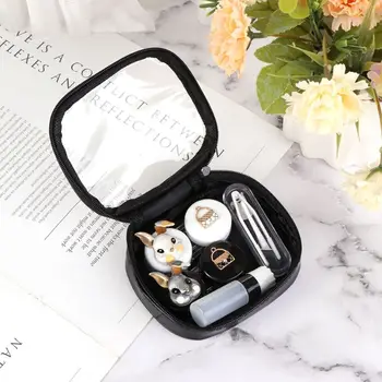 

2 Pair Contact Lens Box Cute Cartoon Storage Case Portable Organizer Tweezers Cosmetic Eyewear Lenses Care Kit