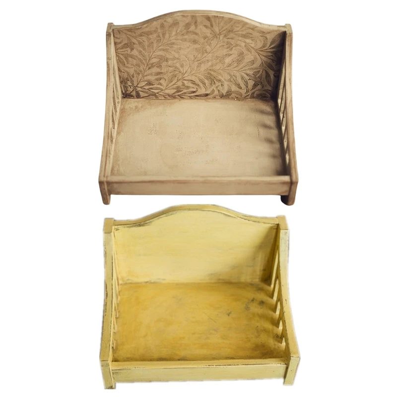 Sofá de cama de madera para recién nacido, accesorios de fotografía para sesión de fotos de bebé, P31B
