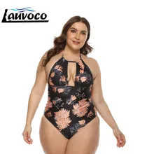 Слитный купальный костюм размера плюс, женский купальник с высокой горловиной, купальник с вырезами, 3XL, на шнуровке, бандаж, купальный костюм с высокой талией, Monkini