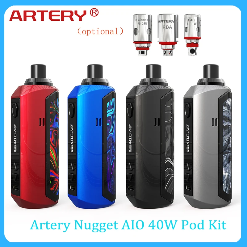 Горячая артерия самородок AIO 40W Pod Kit 1500mAh Встроенный аккумулятор и дополнительная