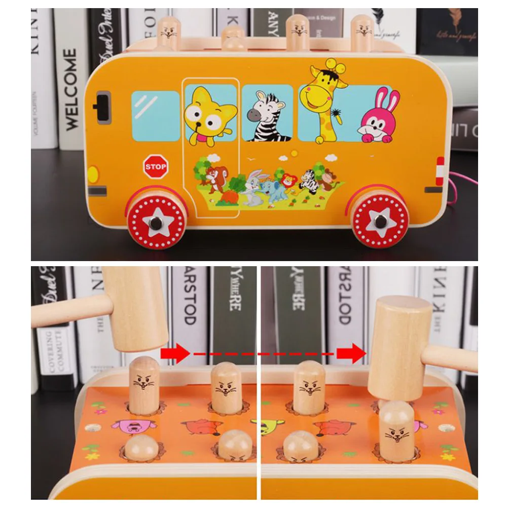 1 Набор детских деревянных игрушек Hammer Bus игрушки Gopher для игр с животными Basra