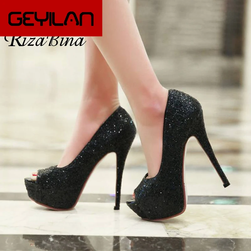 

Women Pumps Shoes High-Quality Sexy Thin High Heels Shoes Women Fashion Peep Toe Shallow Mouth Lady Footwear Size 32-43