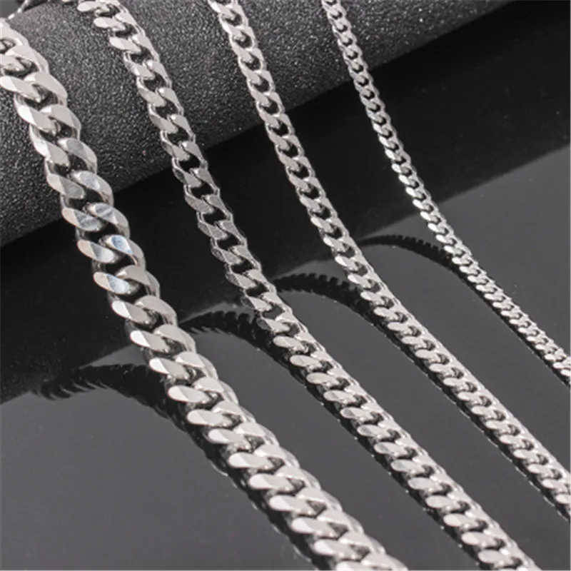 

4/5/6/9MM stainless steel six-sided grinding necklace tide titanium steel Cuban chain necklace For men's jewelry factory whole