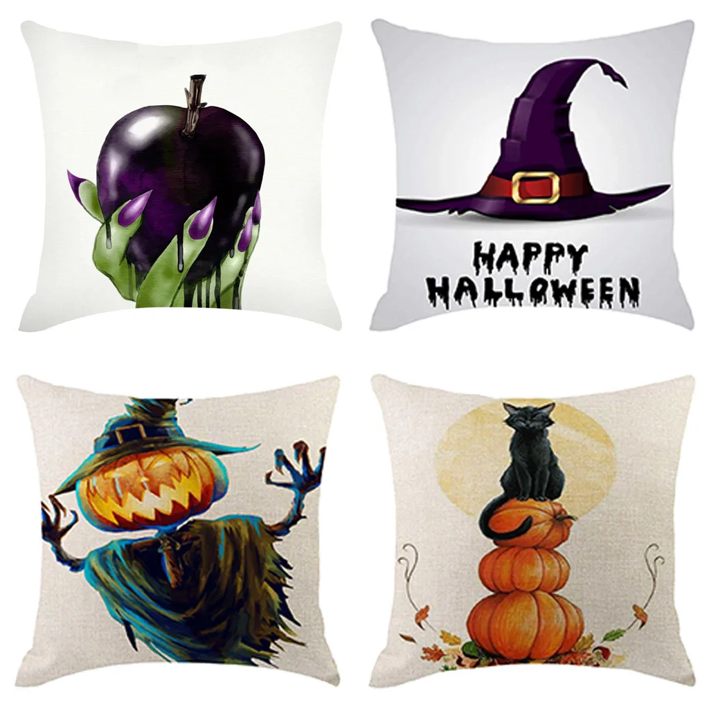 Pillow cover set 4PCS Halloween Pumpkin print Pillow Cover Pillowcases Decorative Sofa Pillow Cushion Cover Pillow cover 45x45cm