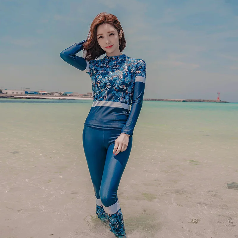 

Diving Suit Women's Split Type Long Sleeve Trousers Snorkeling Surfing Swimming Suit Three-piece Set-Quick-Dry Sun-resistant Jel
