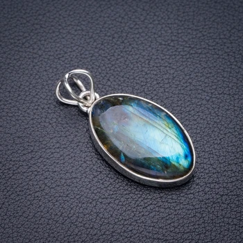 

StarGems Natural Blue Fire Labradorite Handmade 925 Sterling Silver Pendant 1.5" D5376