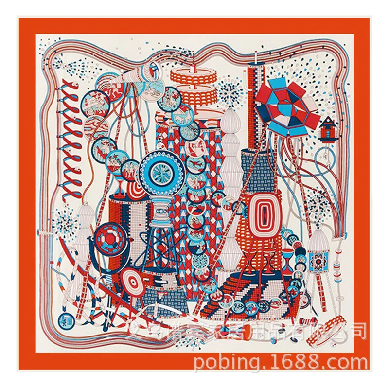 Горячий 130 см Модный Дамский шарф Time Lab Twill Шелковый шарф шаль шарф