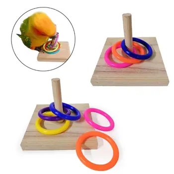 

Bird Educational Toys Wooden Platform Stacking Rings Parrot Develop Intelligence Training Pet Supplies for Lovebird