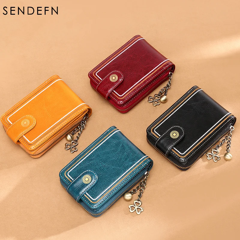 SENDEFN RFID трехслойный женский кожаный кошелек держатель для карт с застежкой денег