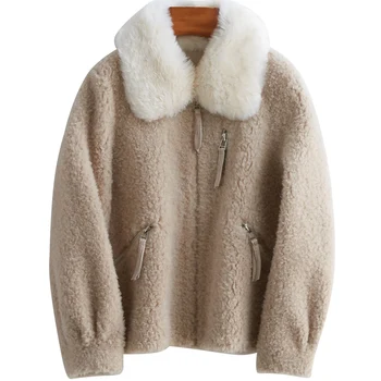 

Quality Fashion Wool High Women's Jacket 2020 100% Real Wool Women's Fur Coats Warm Sheep Shearing Coat Mulheres Casacos Zjt502