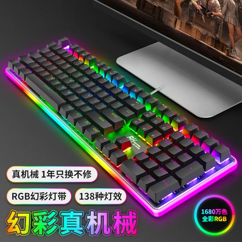 

Rk918 RGB Game Really Mechanical Keyboard Keyclick Black Shaft Alternate Action Or Ergonamic Red Shaft Desktop Pen