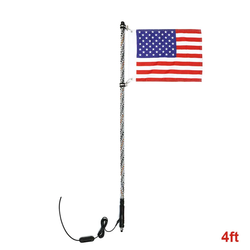 

Universal 4ft Lighted Spiral RGB 360LED Whip Antenna w/Flag & Remote for ATV Polaris RZR UTV