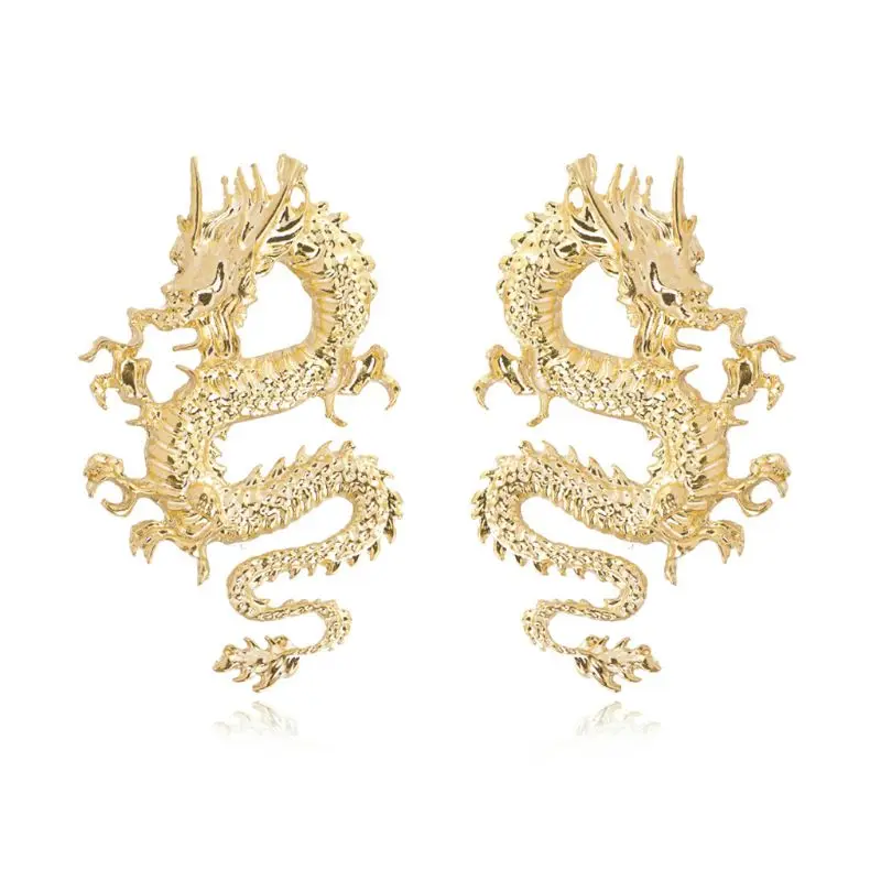 Punk Rock Gold Silver Firery Dragon Stud Earrings Thrones Costume Game Merchandise Animal Jewelry | Украшения и аксессуары