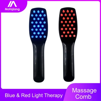 

Hair Growth Brush Vibration Head Scalp Massage Comb Red Blue Light Therapy stimulation Scalp Care Oil Control Smooth Massager