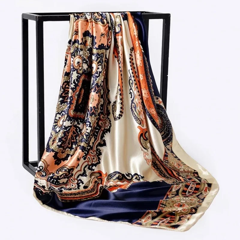 Шелковые шарфы Foulard 90*90 см квадратная голова хиджаб шарф Женский шифон шаль Бандана обертывание глушитель парео - Цвет: 31