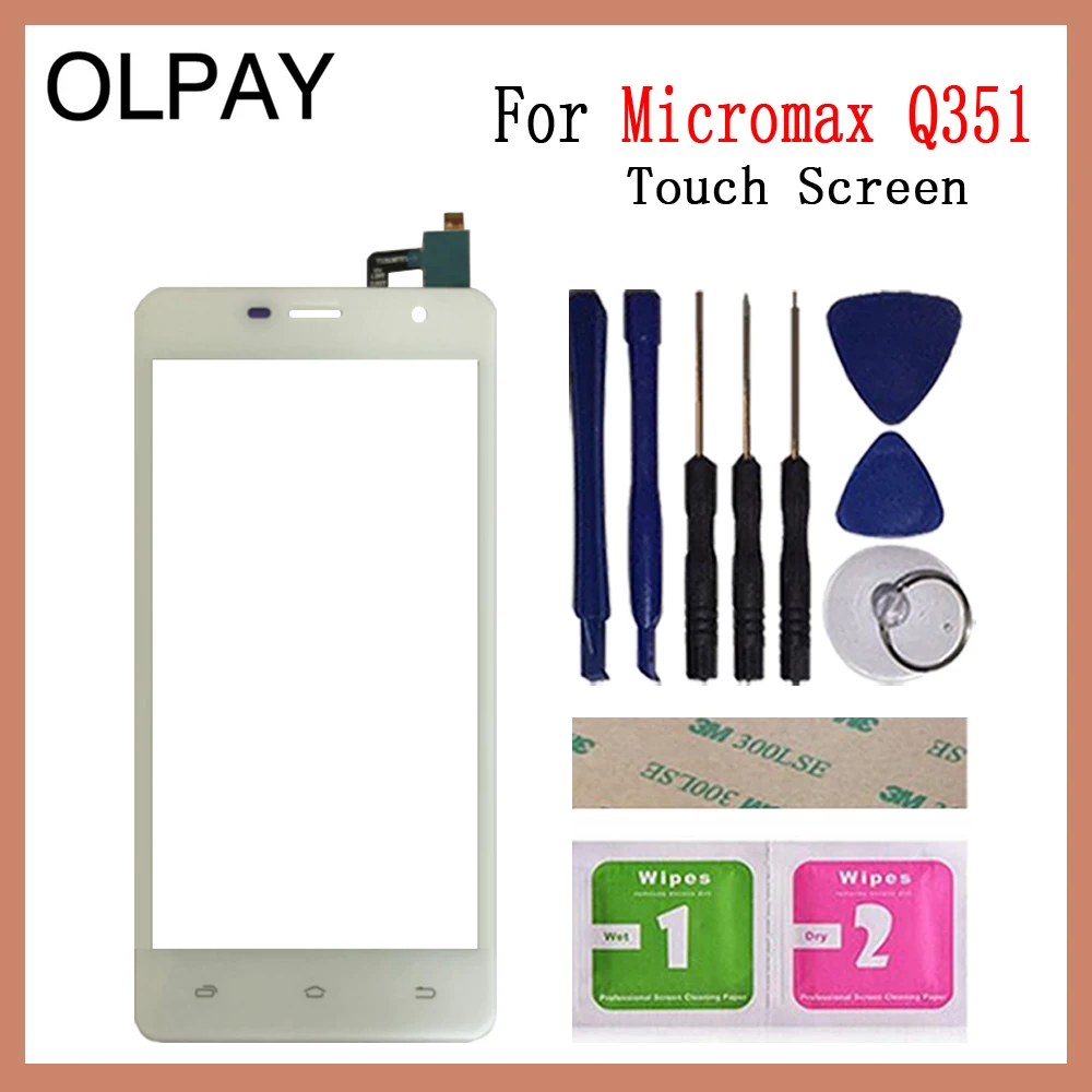 OLPAY 5,0 ''сенсорный экран для Micromax Q351 сенсорный экран дигитайзер Панель переднее стекло объектив сенсор инструменты клей+ салфетки - Цвет: White With Tools