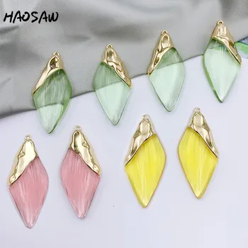 

HAOSAW 23*51MM 4Pcs/Lot Translucent/Multi Colors/DIY Jewelry Making/Resin Stick Charm/Hand Made/Cooper Metal/Jewelry Accessories