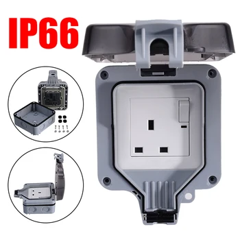 

1 pcs Portable Square Outdoor Single Socket With Backed Out Captive Screws IP66 Damp Proof UK Plug Electrical Socket