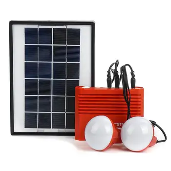 

Outdoor Lighting Solar Powered System 3.7V 4400mAh Battery USB Portable Emergency Light Camping Solar Panel Bulb