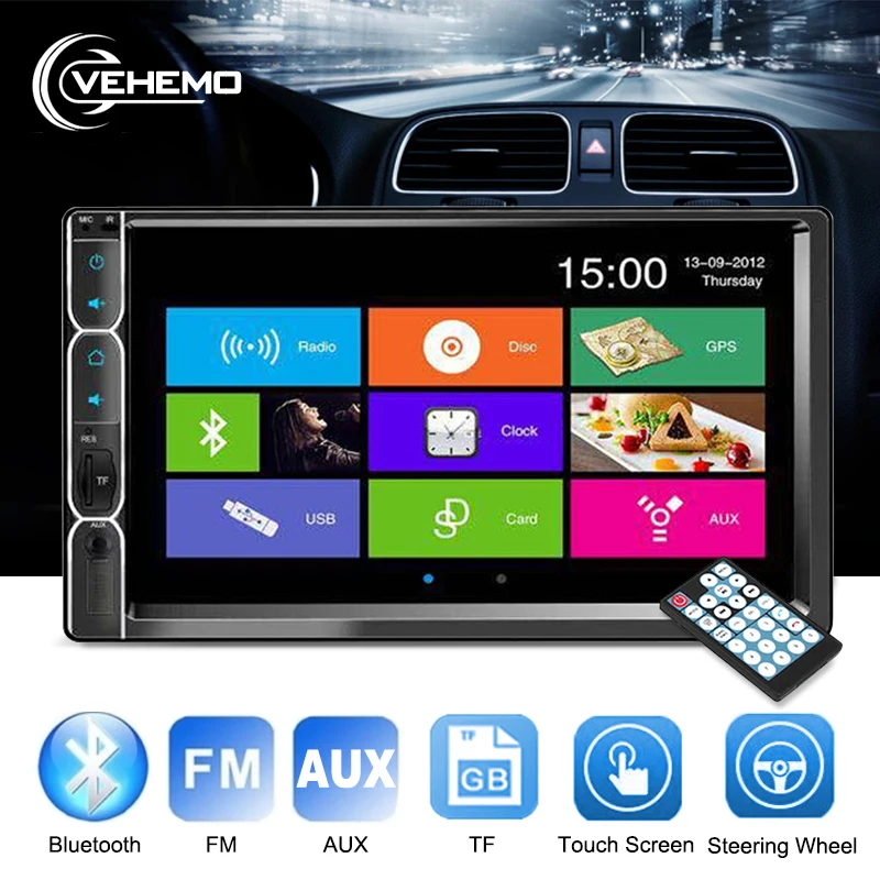 

2 Din 7" Car Radio autoradio For iPhone Android HD Touch Screen Bluetooth Automotive Car MP5 Player Support TF Card AUX Audio