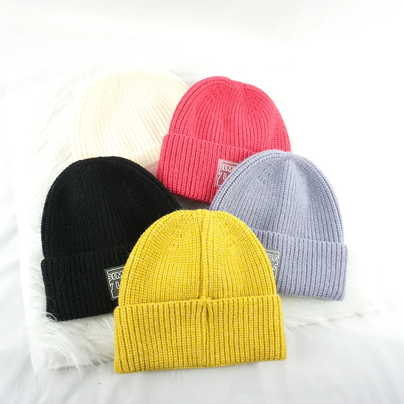 Winter warm knitted women's hats letter printing beanies fashion wild street trend hip-hop style men's hats couple hats 2021 black skully beanie