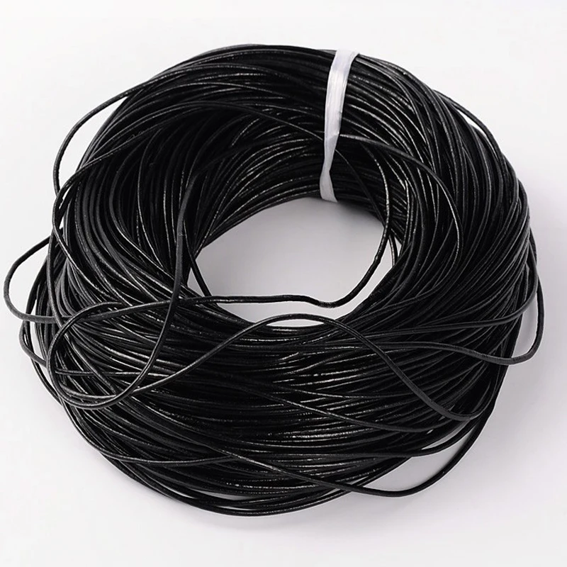 

Cowhide Leather Cord, Leather Jewelry Cord, Jewelry DIY Making Material, Round, Black, 2mm