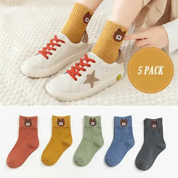 

5 Pairs Infant Kids Baby Socks Cute Unisex Cotton Anti-Slip Knee High Sock Toddlers Girls Boys Socks For 1-12Years