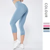 New Women Calf-Length Yoga Pants  High Elastic Double-sided Nude Skinny Capris  Girls Sports Wear Gym  Leggings Sport Fitness 1