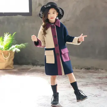 

Girls Woolen Coat Spring and Autumn 7 Little Girl 6 Fashion Winter Clothing 9 Woolen Coat Autumn and Winter Children Jacket