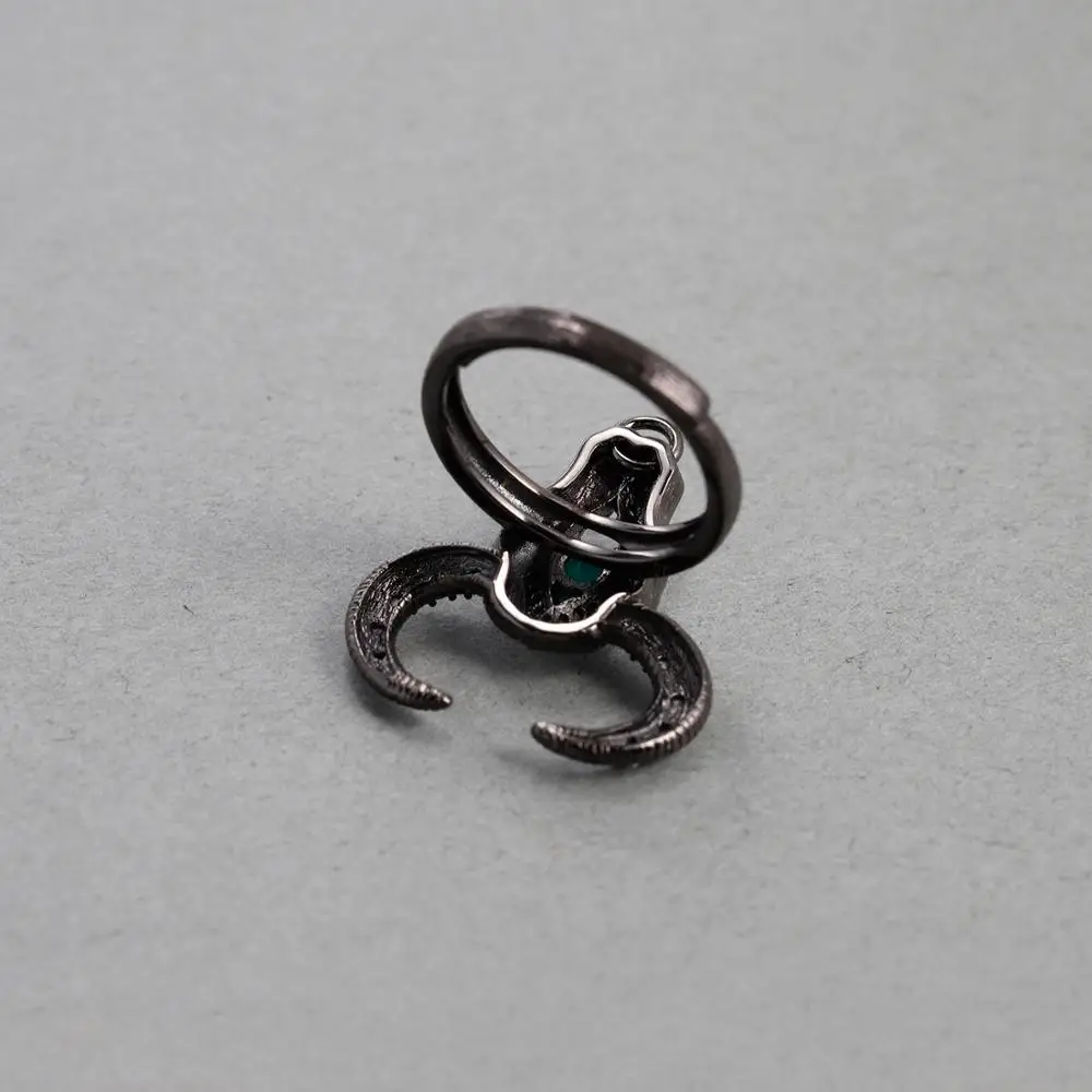 GEM'S балетные 925 пробы, серебряные кольца ручной работы с головой быка, натуральный зеленый агат, регулируемое кольцо для женщин, драгоценный камень, хорошее ювелирное изделие