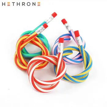 

Hethrone 10PCS Colorful Magic Bendy Flexible Soft Pencil with Eraser pencils Curved Toy Pen Small Gift High Striped Soft Pencil