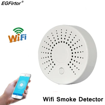

Wifi Smoke Detector Battery Fire Alarm Home Sensor Smart Home Alarm System APP Remote Control Notification Alerts
