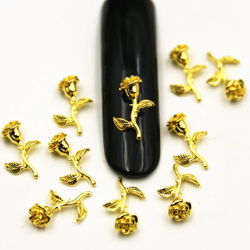 50 шт./упак. Япония 3D художественного украшения ногтей, металл, аксессуары для ногтей сплава Kawaii Flower ногтей Запчасти DIY сплав принадлежности для дизайна ногтей