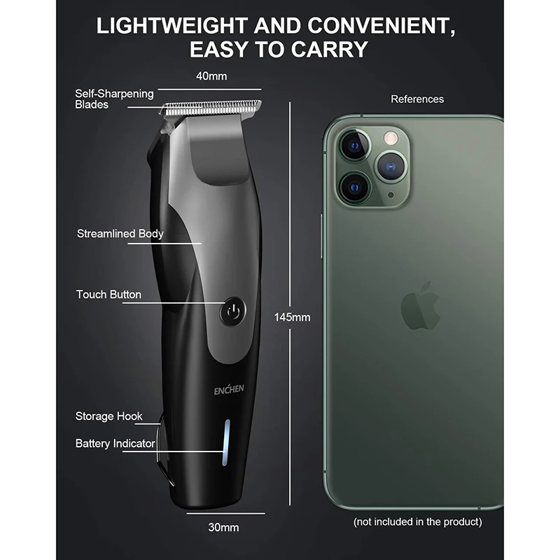 ENCHEN Hair Clippers with T Blade Close Cutting Haircut Kit Cordless Rechargeable Electric Trimmer for Men Kids Home Travel