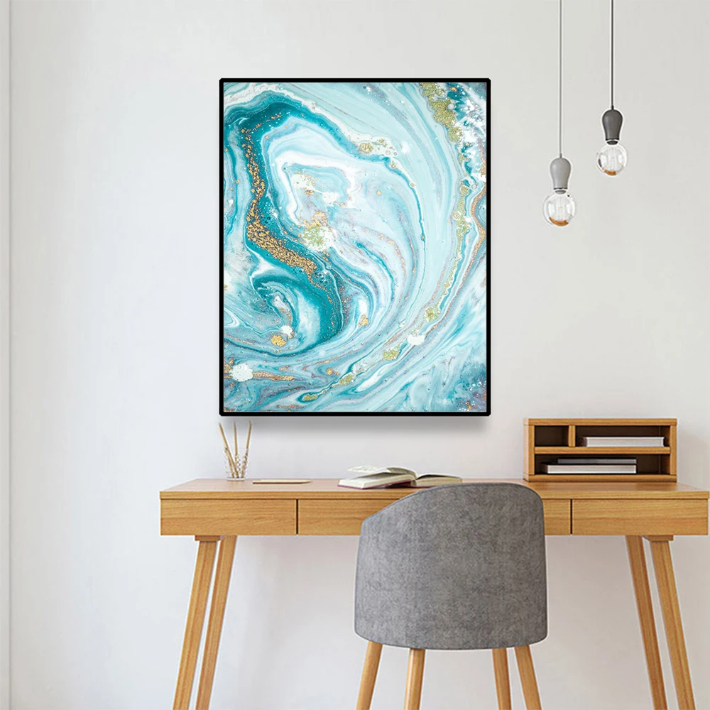 

Laeacco Abstract Art Sea Canvas Painting Calligraphy Posters and Prints Wall Art Pictures for Living Room Home Decoration