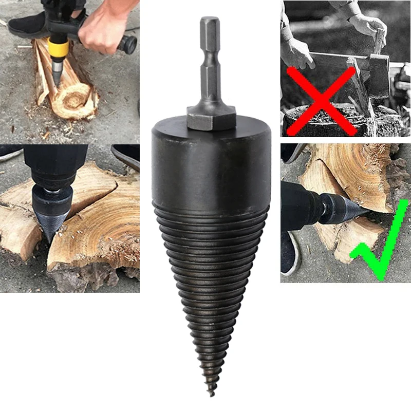 Firewood Cutting Drill Bits Power Tool Drill Bit Wood Splitter Screw Cones Splitting  Bit Wood Drill 32/42MM For Electric Drill - AliExpress
