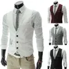 Nueva llegada vestido camisetas para hombres Slim Fit Hombre chaleco para traje para hombre chaleco Homme sin mangas Casual de negocios Formal chaqueta ► Foto 1/6