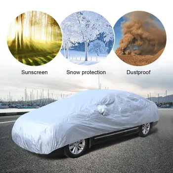 

Universal Full Car Snow Ice Sun UV Rain Shade Cover Outdoor Protector Size S (Silver)
