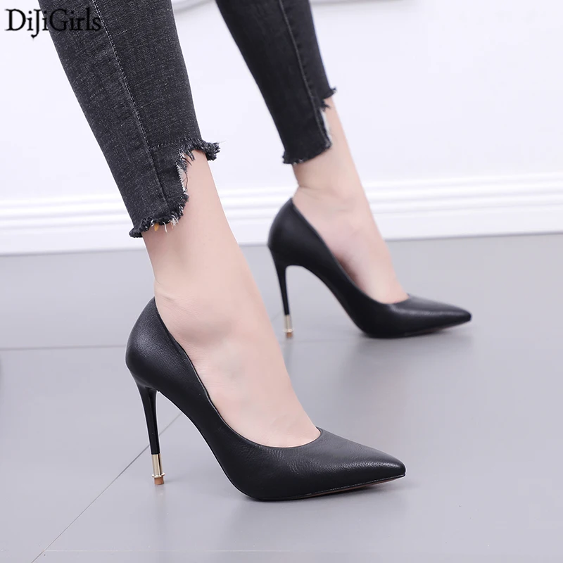Zapatos negros de tacón alto de señora zapatos de moda de otoño boda  tacones de Punta puntiaguda para mujer Zapatos de tacón clásico|Zapatos de  tacón de mujer| - AliExpress