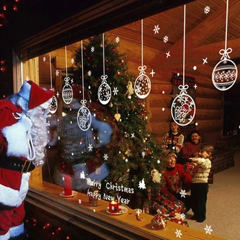 

1pcs Christmas decoration stickers snowflake window stickers bells window decoration electrostatic stickers glass stickers