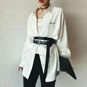 

High Quality Women Long Belts Simple Wild Fashion Leather Belt Personality Waist Wide Black Belt Tie-in Shirt Waist Belt Straps