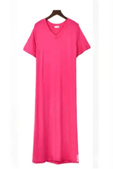Fdfklak Modal Comfortable Sleepwear Women Night Shirt New Short Sleeve Long Dress Spring Summer Nightgowns Female Sleepshirt rose red